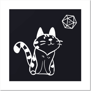 Funny Cat with D20 Dice Tabletop RPG Posters and Art